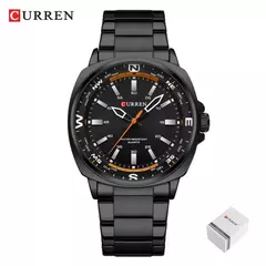 Imagem do CURREN-Relógio de quartzo masculino com mostrador grande, impermeável, pulseira de aço inoxidável, elegante, casual, negócios, 8455