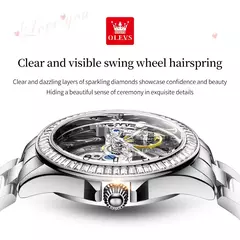 OLEVS Relógio Mecânico Automático para Mulheres, Relógio Transparente, Big Dial Design, Bracelet Set, Presente de Luxo, 40mm, 6699 - loja online