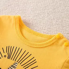 Macacão de algodão casual manga curta recém-nascido, cor sólida, contraste, leão fofo, criança confortável, bebê menino, menina, verão - comprar online