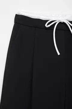 TRAFZA-Calça comprida com retalho feminino, Monocromática, Perna larga, Versátil, Casual, Calças soltas, Streetwear, Moda, 2024 na internet