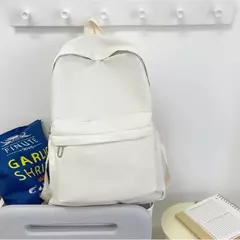 Mochila impermeável de grande capacidade para mulheres, mochila zíper suave, cor sólida, mochila casual para adolescentes, fonte de estudante - loja online