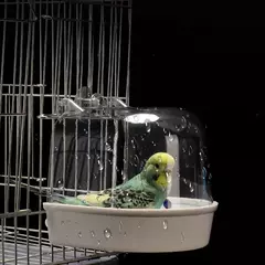 Caixa de chuveiro para banheira de pássaros, caixa de plástico, banheira de água para animais de estimação, tigela de pássaros, papagaios, periquito, pendurado, gaiola de banho de pássaros, acessórios