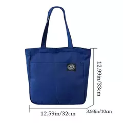Sacola de lona monocromática para mulheres, designer, bolsa casual, bolsa de ombro, grande capacidade, algodão, reutilizável, praia, compras - loja online
