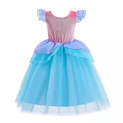 Meninas escala roxa princesa sereia ariel cosplay vestido de halloween vestido de festa de aniversário meninas verão praia vestido de férias