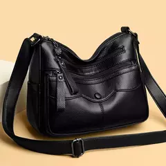 Bolsa de ombro de couro macio para mulheres, grande capacidade, bolsa mensageiro, alta capacidade, nova moda, mãe transfronteiriça, 20024 - Wolf Magazine