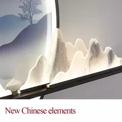 Imagem do AFRA-Modern Wall Picture LED Light, chinês Criativo Circular, Mural Lâmpada para Casa, Viver, Quarto, Estudo, Mural