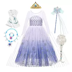 Crianças elsa traje menina aniversário malha vestido de princesa crianças cosplay neve rainha desempenho fantasia noite roupas de halloween - comprar online