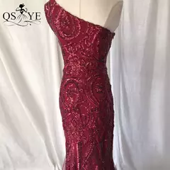 Vestidos de lantejoulas de um ombro, vestido longo do baile da sereia, elegante na internet