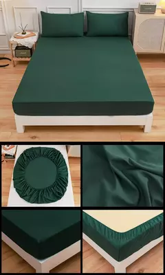 Kuup-Poliéster Equipado lençol e fronhas, monocromático, elástico, em torno da tampa do colchão, cama queen size, 3pcs - comprar online