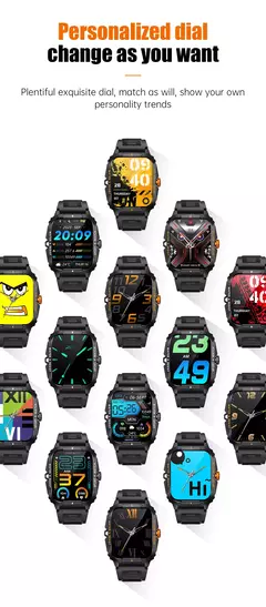COLMI-P76 Smartwatch militar ao ar livre para homens, 1,96 ", chamada Bluetooth, 3ATM, IP68 impermeável, esportes fitness relógios na internet