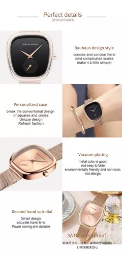Imagem do Relógio de pulso de quartzo oval estilo minimalista feminino, barril de vinho, ouro rosa, preto, cronômetro, elegante, 34mm, novo, 2023