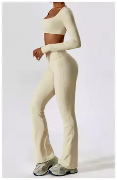 Terno esportivo de manga comprida para mulheres, conjunto de ioga fitness, roupas de ginástica, roupas esportivas femininas, camisa de corrida, 2 peças