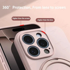 Imagem do Capa de telefone de silicone magnético para iphone 17 16 15 14 13 11 12 pro max ar kickstand anel titular capa para iphone 14 15 16 plus