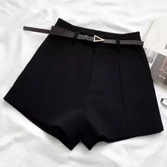 ITOOLIN-Calção casual de cintura alta linha A feminino, calção chique para senhora do escritório com cinto, calça feminina vintage, primavera, verão