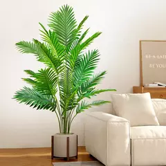 Imagem do Palmeira artificial para decoração de jardim doméstico, planta falsa, plástico verde, ramos de folhas de palmeira, decoração tropical, 68-125cm, 50,2 pol