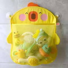 Qwz novo pato dos desenhos animados do bebê saco de malha do banheiro otário design para brinquedos de banho crianças formas animais pano areia brinquedos armazenamento net saco