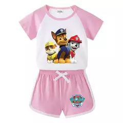 Boys Paw Patrol T-shirt manga curta Top e Shorts Set, bebê meninos roupas, roupas dos desenhos animados, terno verão, novo conjunto infantil, 2022, 2pcs - loja online