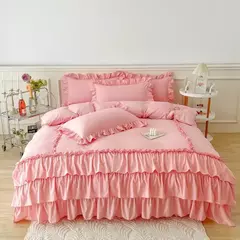 Microfibra cama Duvet Cover Set, Ruffle Duvet Cover, Rainha Gêmea, 100% Lavado, gasto Chic Farmhouse Pillow Shams, 3Pcs na internet