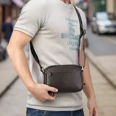 Joyir nova bolsa de ombro de couro genuíno masculino grande capacidade horizontal vintage lichia padrão ombro único saco inclinado para homem - loja online