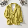 Blazer casual masculino, terno de linho de algodão branco sólido, casaco fino e respirável, casaco de negócios masculino, primavera, verão, 2022