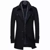 Inverno masculino casacos de lã moda engrossar meados de comprimento trench sólido turn down collar quente outerwear negócios casual lã casaco masculino