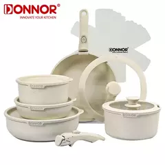 Panelas antiaderentes Donnor, utensílios de cozinha, conjunto de panelas de alumínio fundido, indução de suporte