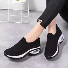 Sapatos esportivos casuais femininos, tênis de plataforma cunhada para senhoras, sapatos vulcanizados respiráveis, nova moda, verão 2024 - loja online
