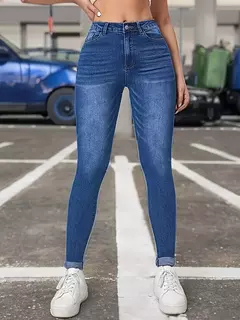 Jeans apertado, estilo europeu e americano, calças cortadas de cintura alta, elástico, slim fit, combina com tudo, roupa quente, 2022 na internet