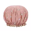 Impermeável Elastic Shower Cap para Mulheres, Reutilizável Bath Hat, Acessórios Do Banheiro, Camadas Duplas, Tampa Do Cabelo
