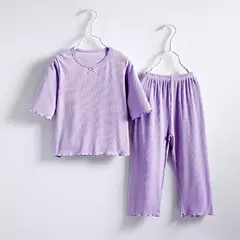 Imagem do Pijama infantil de algodão orgânico com conjuntos de shorts, pijamas macios e confortáveis para meninas, eco friendly, sono noturno suave, verão