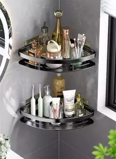 Prateleira do banheiro liga de alumínio shampoo rack organizador armazenamento maquiagem prateleira do chuveiro acessórios do banheiro sem broca prateleira canto parede na internet