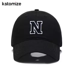 Boné bordado de algodão macio, letra inicial A-Z Snapback Caps para homens e mulheres, elegante equipe esporte viseiras, preto, alta qualidade - loja online