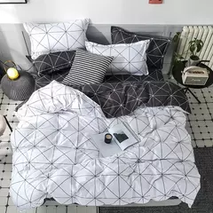 Conjunto de cama reversível Consolador, Preto e Branco Quilt Geométrica Capa com 2 Pillow Shams, Rainha e Rei Capa de Edredão, 3 PCs - comprar online