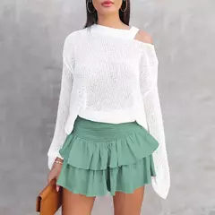 Mini-saia linha A feminina, cintura baixa, fina, monocromática, que combina tudo, casual, doce, sexy, streetwear de moda feminina, verão, Y2K na internet