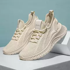 Imagem do Sapatos esportivos respiráveis para mulheres, tênis casuais, mocassins com renda, malha de malha, moda feminina, marca designer, 2024