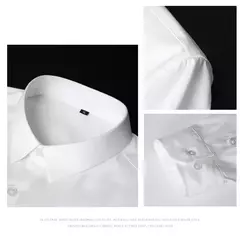 Camisas masculinas de manga comprida, camisas de vestido masculinas, blusa de negócios sociais, cor sólida, anti-rugas, alta qualidade - loja online