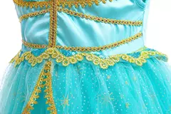 Michella moda meninas teal-azul princesa jasmim cosplay vestido de halloween vestido de festa de aniversário - loja online