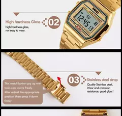Skmei-Relógio digital à prova d'água para homens, pulseira de aço inoxidável, display LED, relógios esportivos casuais, moda, 1123 na internet