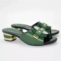 Salto alto nigeriano feminino, sapato antiderrapante de strass, sapato de dedo do pé quadrado, recém-chegados, moda para o verão e o outono