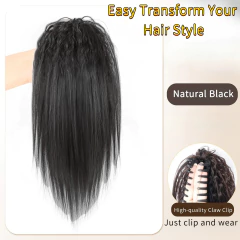 16' encaracolado em linha reta sintético garra clipe peruca de rabo de cavalo com morgan perm extensão do cabelo traceless clipe rabo de cavalo para uso diário feminino - comprar online