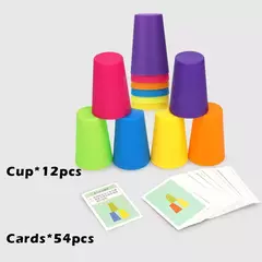 Brinquedos Montessori Infantil, Stack Cup, Battle Table com Cartas, Iluminação Intelectual Educacional, Cognição das Cores, Treino Lógico - comprar online