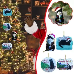 Pingente De Natal De Acrílico Gato Preto, Xmas Tree Hanging Animal Ornamentos, Decoração De Festa De Casa, Casamento, Ano Novo na internet