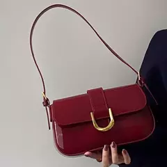 Retro couro de patente bolsa de ombro para mulheres luxo aleta crossbody saco cor sólida axilas saco vermelho crossbody bolsa senhora - comprar online