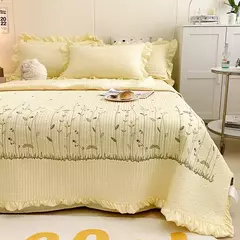 Novo conjunto de colcha de verão chiffon acolchoado menina coração lavado algodão babados capa de cama de casal - Wolf Magazine
