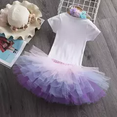 Vestido Tutu Unicórnio das meninas do bebê, 1st Birthday Party Clothes Sets, Meninas recém-nascidas Imprimir Romper, Saias de tule, Headband Outfit, 12M - comprar online