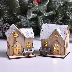 Casa De Madeira De Natal Com Luz LED, Cabine Luminosa, Log Brilhante, Casa De Mesa, Ornamentos De Natal, Presentes Infantil - loja online