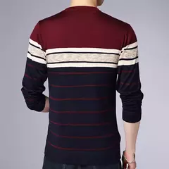 Pulôver de malha listrada manga comprida masculino, top casual fashion, primavera e outono - comprar online