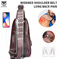 BULLCAPTAIN-Bolsa de Peito de Couro Masculina, Grande Capacidade, Bolsa Mensageiro Casual, Classic, XB 127, Latest, 2023