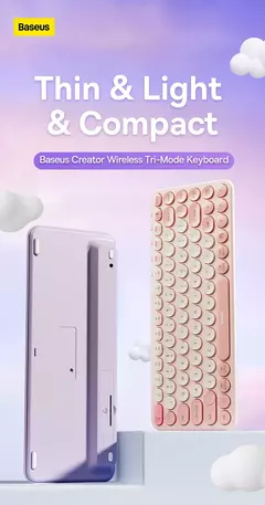 Baseus-teclado bluetooth k01a, sem fio, para macbook, ipad, pc, tablet, laptop, mini, fino, sistema duplo, 2.4g, silencioso na internet
