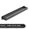 Toalha de aço inoxidável para banheiro, cremalheira de parede, sem broca, cabide preto, prateleira de chuveiro, cozinha rack, auto-adesivo